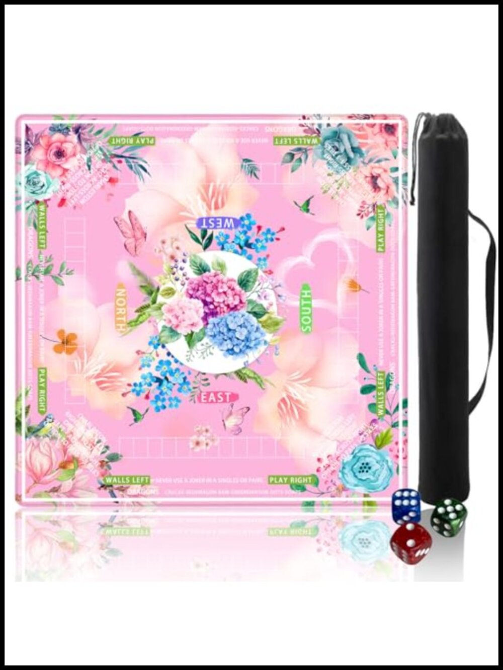 31.5" Mahjong Mat with Drawstring Bag, Non-Slip Noise-Reducing Game Mat,
